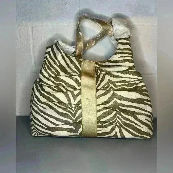 Christopher & Banks Large Purse Handbag Metallic Stripe Zebra Print NWT - Picture 5 of 7